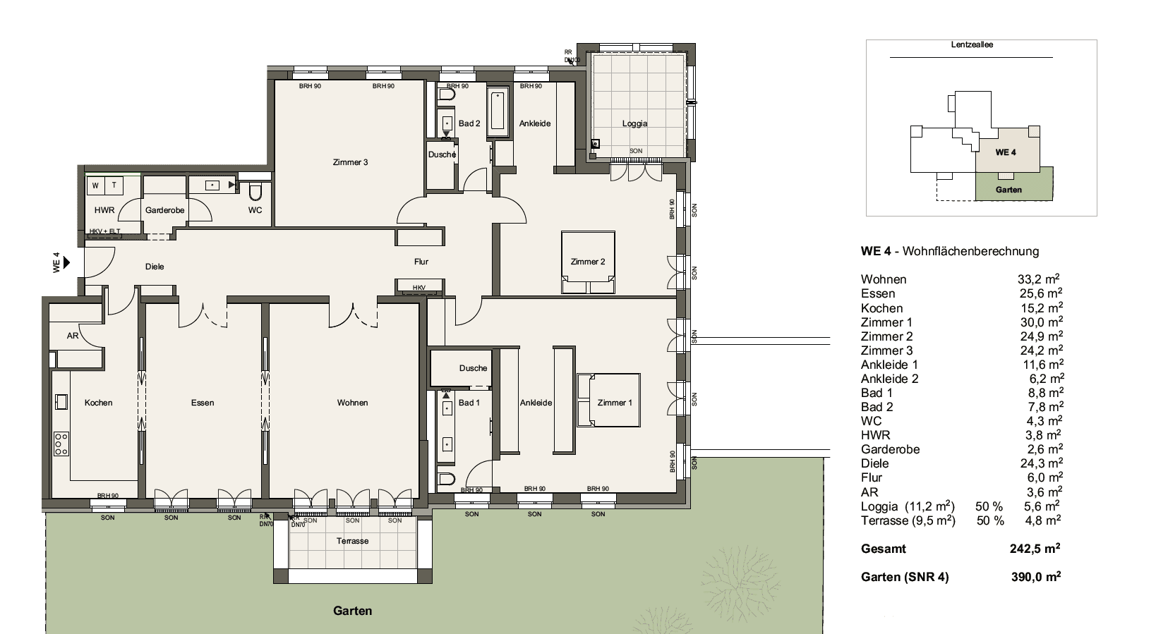 High-end comfort in the heart of Berlin-Dahlem: apartment with 390 m2 garden - Floor Plan 1