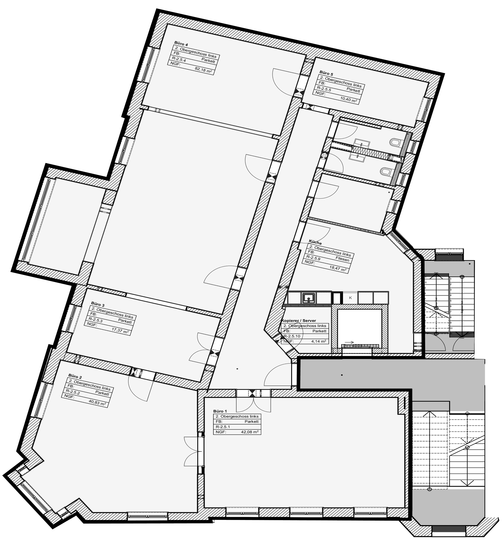 Representative First-Occupancy Office Spaces in a Prime Berlin-Wilmersdorf Location - 户型图 1