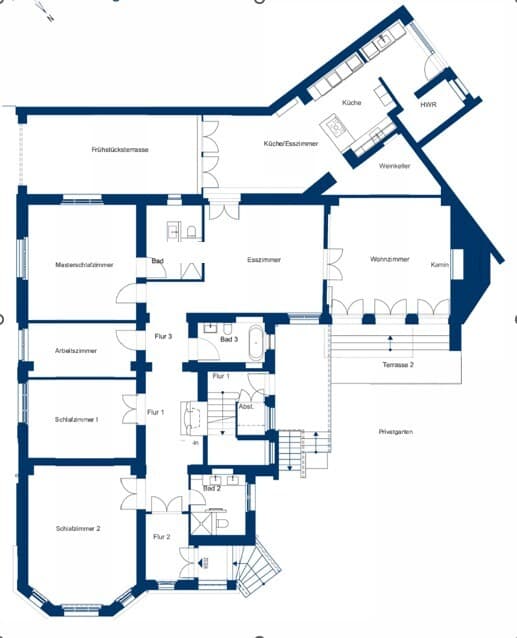 Exklusive Wohnung mit Wintergarten & Terrasse in denkmalgeschützter Villa - Floor Plan 1