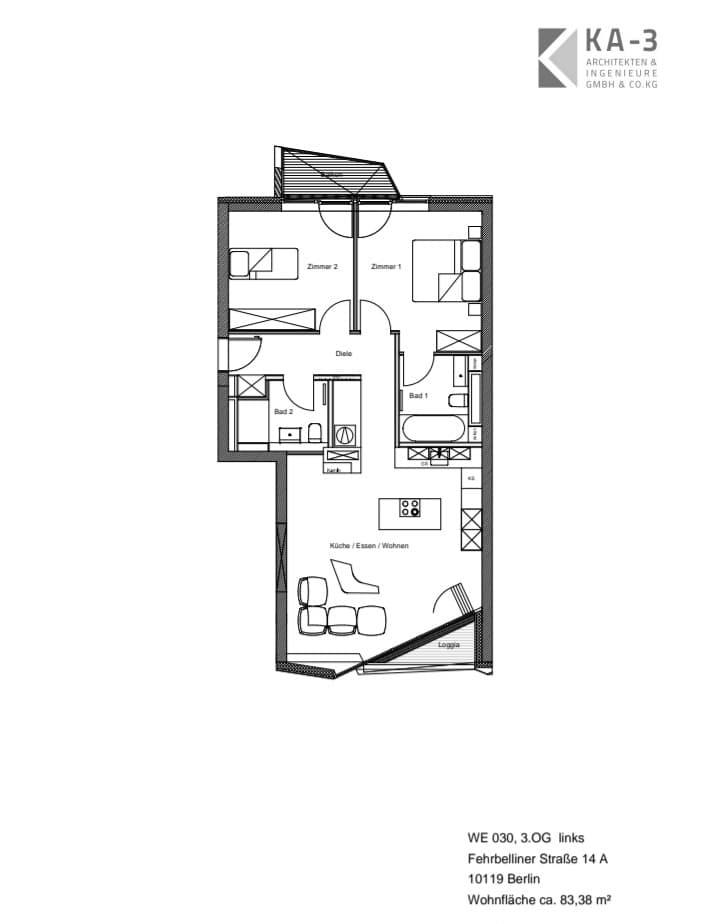 GRAFT Design Apartment in Prime Prenzlauer Berg - 户型图 1