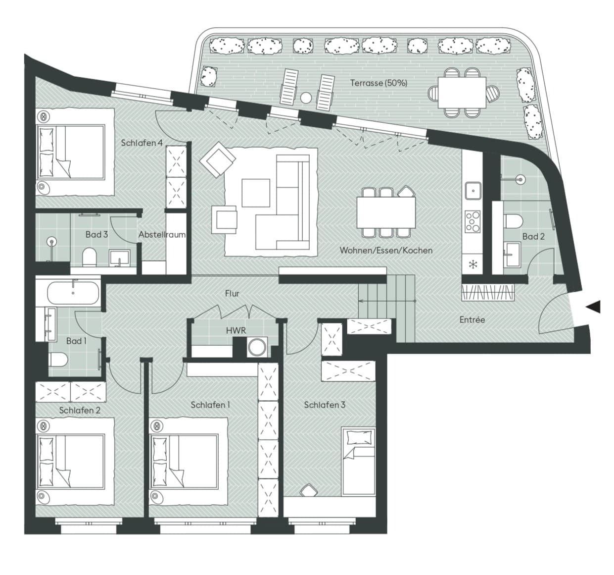 Luxury 5-Room Family Apartment with Terrace & Premium Finishes in Wilmersdorf - 户型图 1