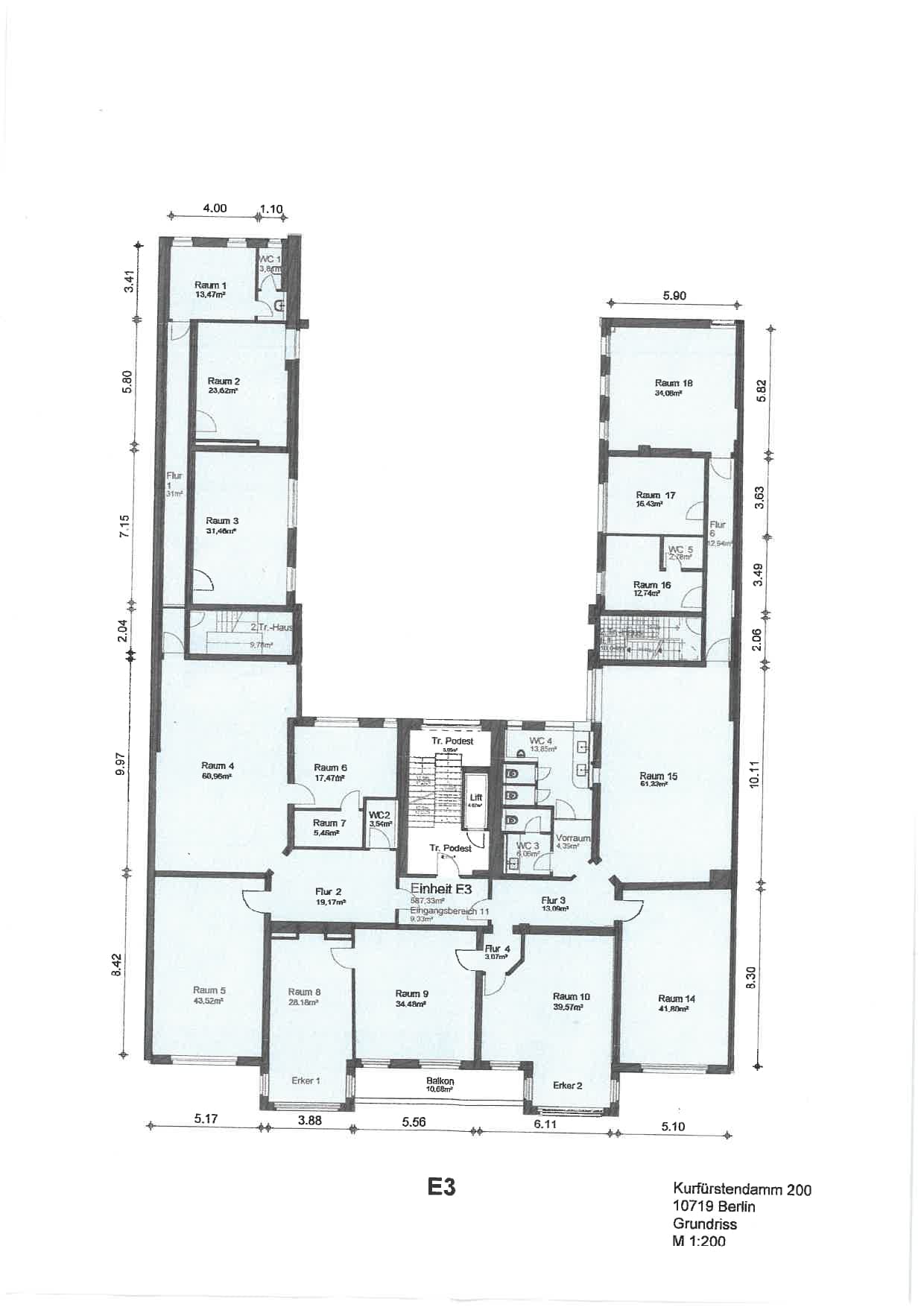 Representative Office Space with 292 sqm Directly on Kurfürstendamm - 户型图 1