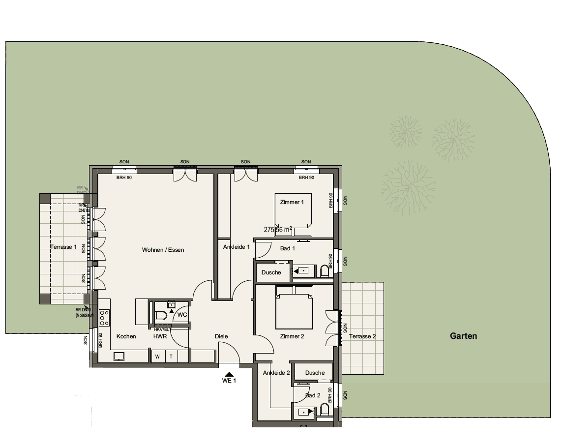 High-end comfort in the heart of Berlin-Dahlem: apartment with 341m2 garden - 户型图 1