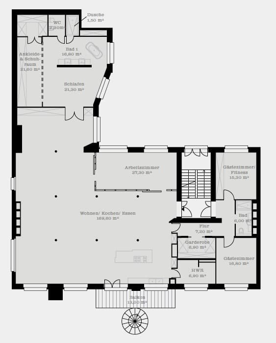 Exclusive Loft with 326 sqm & Designer Fireplace in Historic Factory at Maybachufer - 户型图 1
